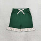 NEW RTS NO MOQ milk silk SS0998 Baby Girls Green Stripe Bow Pockets Shorts Bottom