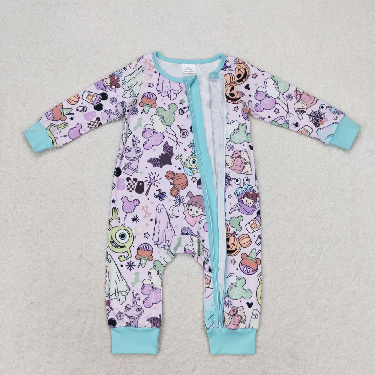 LR0969 Cartoon Monsters University purple and blue zipper long-sleeved jumpsuit