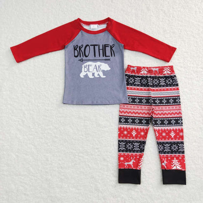 christmas pajamas suit boys match girls fall winter sets brother and sister kids outfits