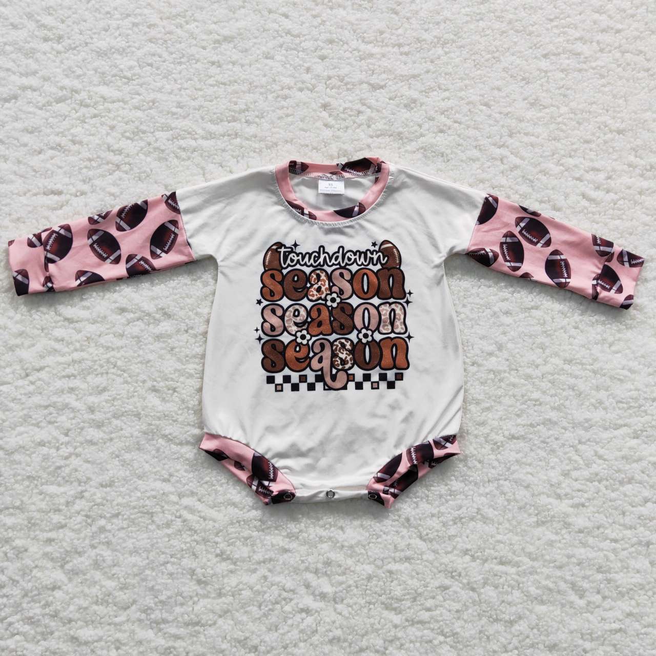 football bubble long sleeve baby romper