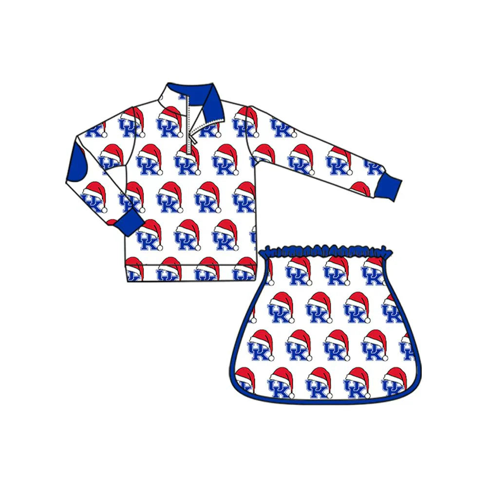 8.13Baby Girls UK Team Christmas Zip Pullovers Top Skort Shorts Clothes Sets