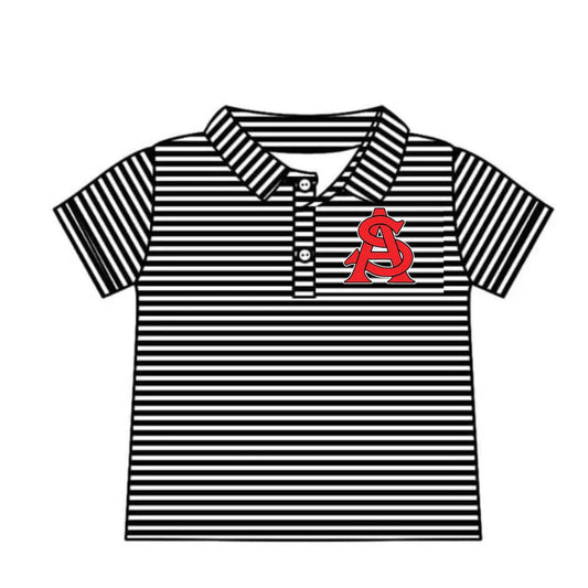 8.5Preorder(moq 5) Baby Boys Black Stripes San Augstine Team Short Sleeve Tee Pullovers Shirts Tops