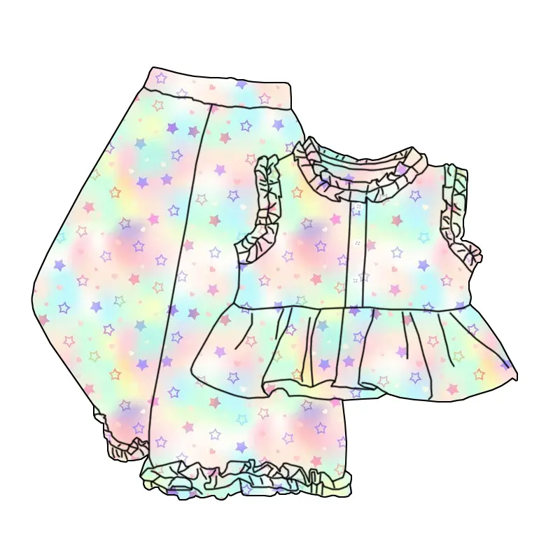 6.21 Tie-Dye Heart Short Sleeve Long Pants Set