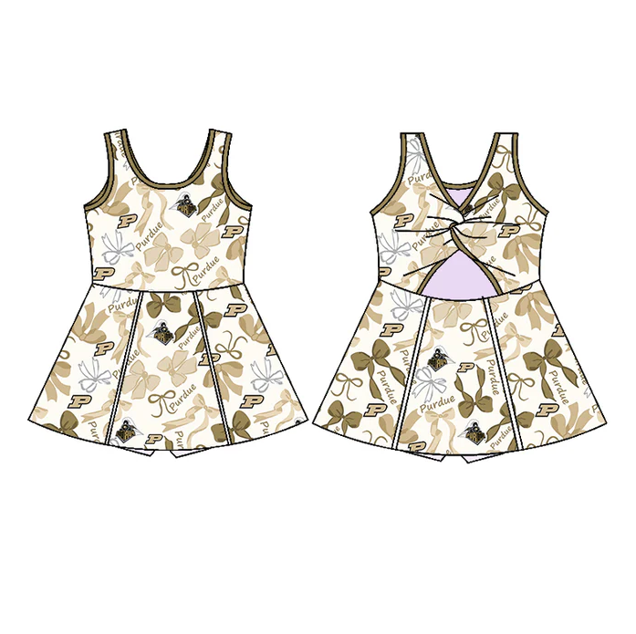 6.17 Bow Sleeveless Gold Dress