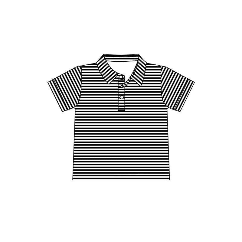 8.5Preorder(moq 5) Baby Boys Black Stripes Team Short Sleeve Tee Pullovers Shirts Tops