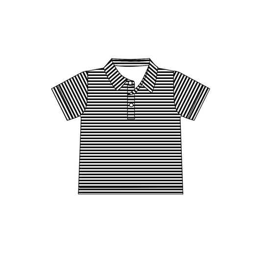 8.5Preorder(moq 5) Baby Boys Black Stripes Team Short Sleeve Tee Pullovers Shirts Tops