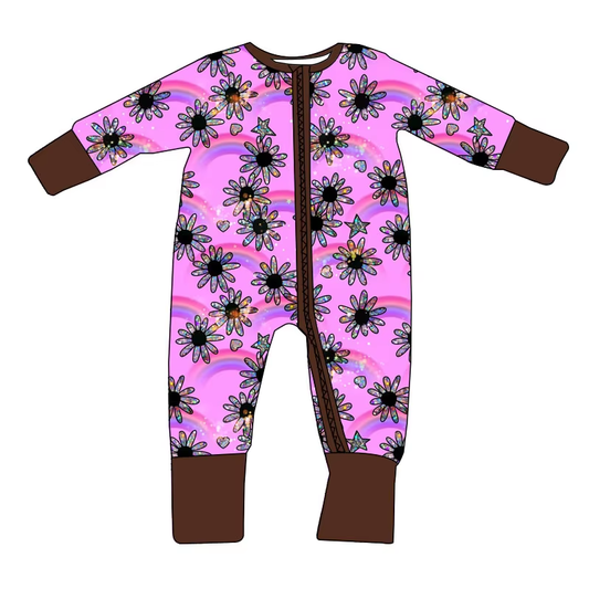 6.20 Purple floral zipper long-sleeved toddler clothes