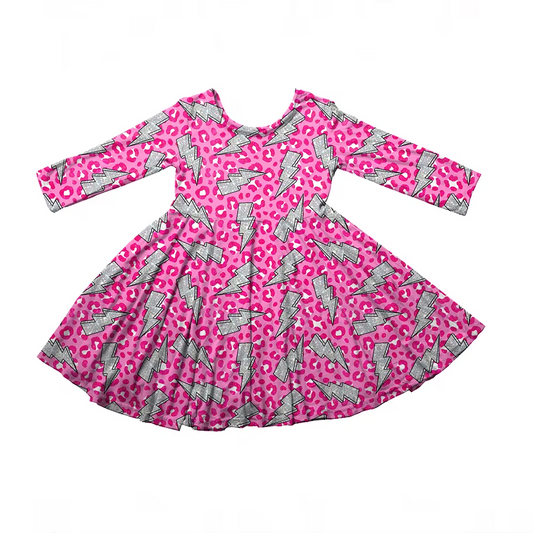 6.19 Lightning Leopard Print Long Sleeve Dress