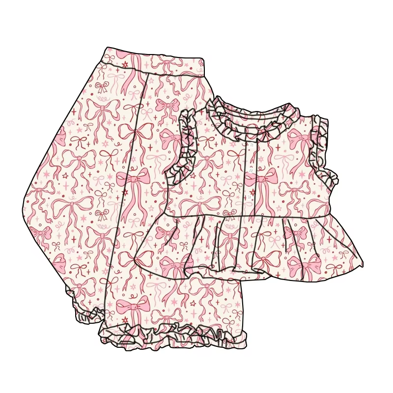 6.21 Pink Bow Short Sleeve Pants Set
