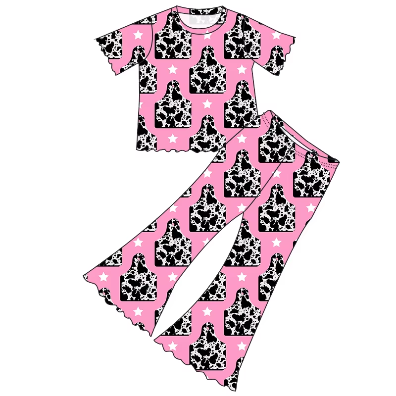 6.18 Cow pattern short-sleeved trousers suit