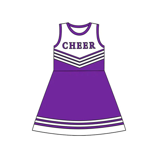 X8.14Baby Girls Purple Cheer Team Knee Length Dresses