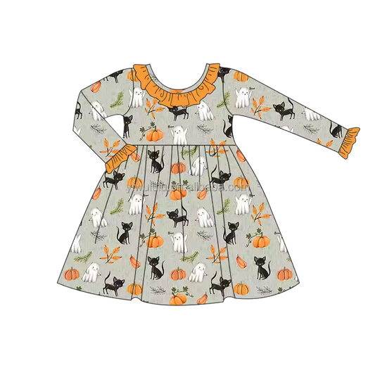 6.12 Halloween Pumpkin Kitten Dress