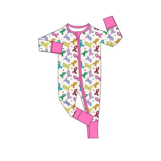 X903 Preorder(moq 5)Baby Girls Colorful Cross Zipper Footie Rompers