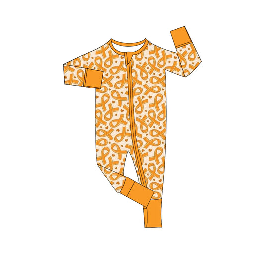 X903Preorder(moq 5)Baby Girls Mustard Football Cross Zipper Footie Rompers