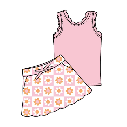 6.20 Pink Flower Culotte Set