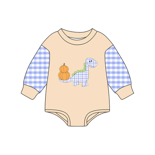 7.4Preorder (moq 5)Baby Boys Long Sleeves Pumpkins Dinosaurs Rompers