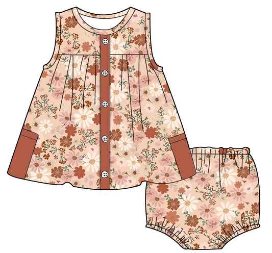6.10 Brown floral baby suit