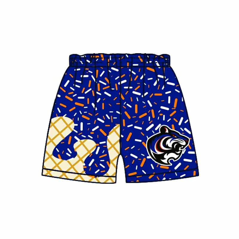 6.30Preorder (moq 5)Baby Boys Drip Blue Leopard Sprinkles Team Shorts Bottoms