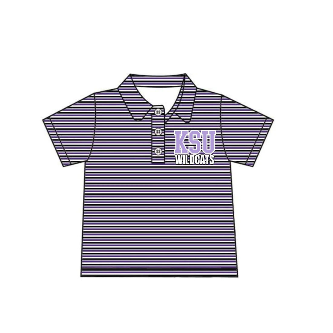8.5Preorder(moq 5) Baby Boys purple grey Stripes Kansas State Team Short Sleeve Tee Pullovers Shirts Tops