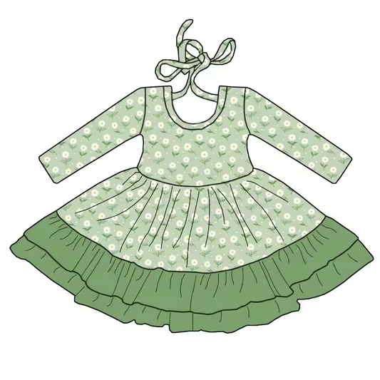 6.17 Green long-sleeved dress