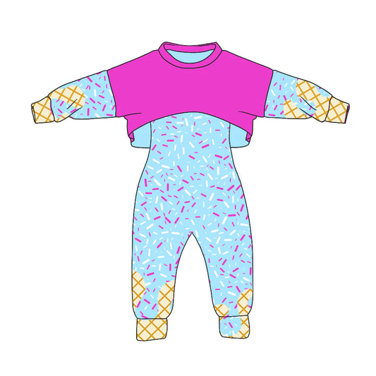 8.5Preorder (moq 5)Baby Girls Long Sleeves Drip Shirt Top Jumpsuit 2 Piece Team Clothes Sets