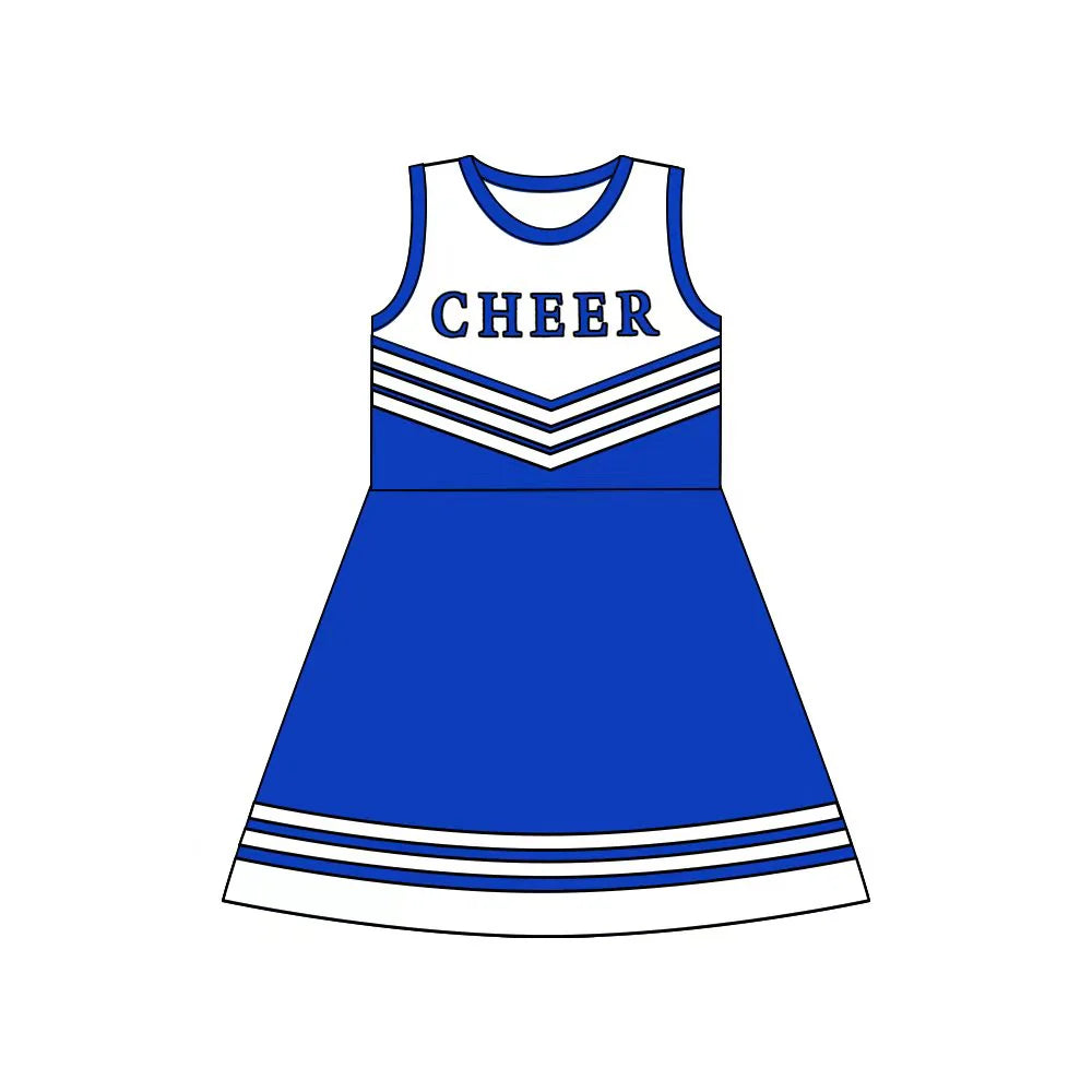 X8.14Baby Girls Blue Cheer Team Knee Length Dresses