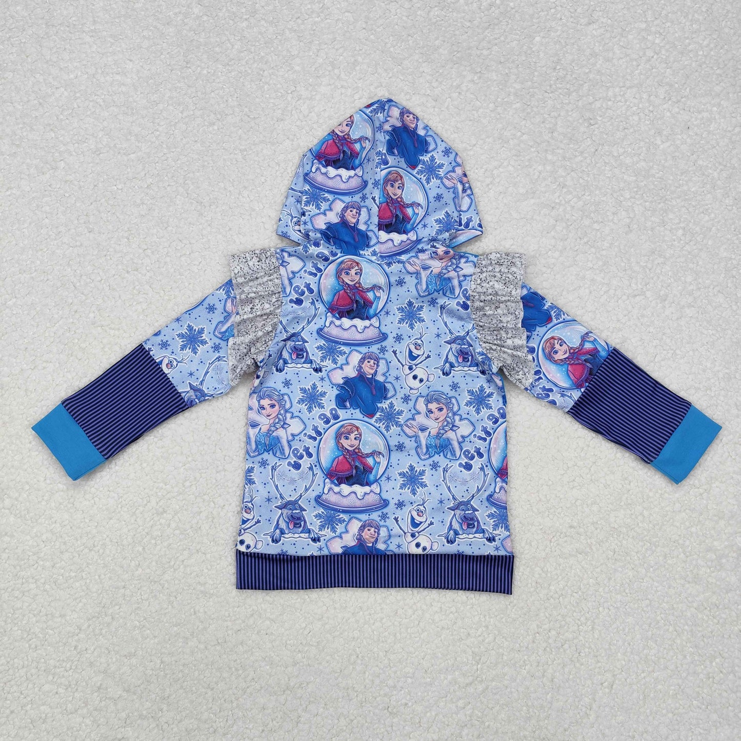 GT0890 Let it go Frozen Princess blue purple hooded long-sleeved top