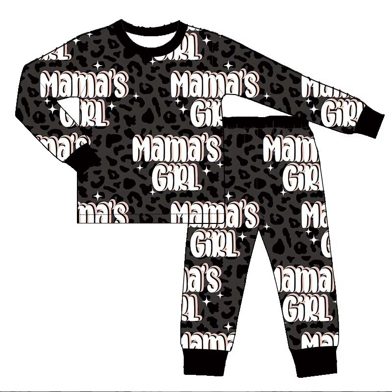 6.25 Lettering Black Leopard Print Long Sleeve Pants Suit