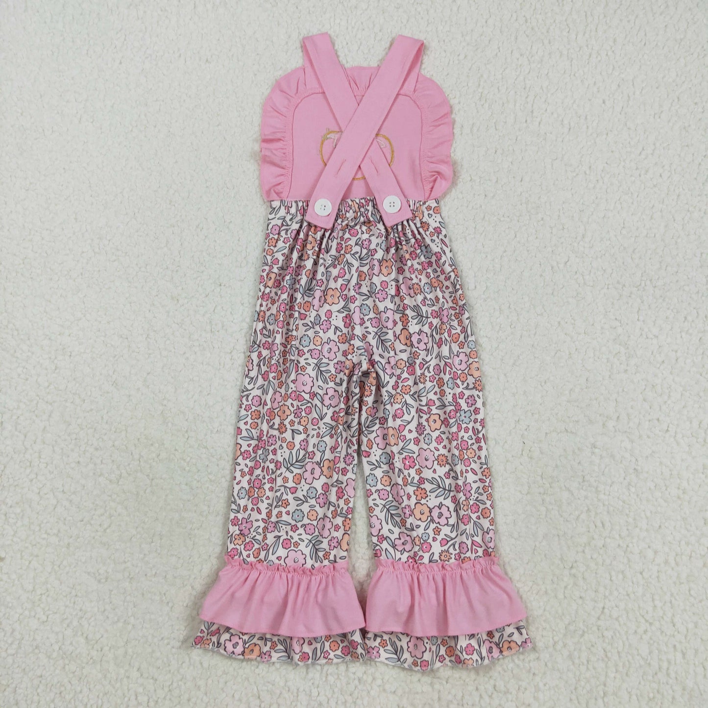 X8.16 SR3176 Embroidered Butterfly Pumpkin Flower and Leaf Pink Lace Suspender Bodysuit