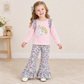 NEW RTS NO MOQ milk silk GLP3597 Embroidery Turkey Flowers Baby Girls Top Flare Pant Thanksgivings Clothes Sets