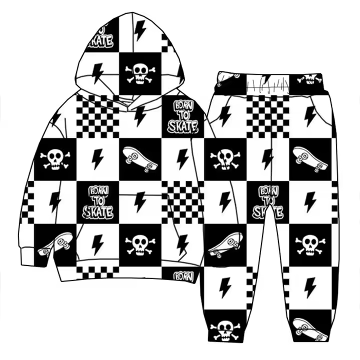 6.16 Boys Halloween Lightning Skateboard Hooded Suit