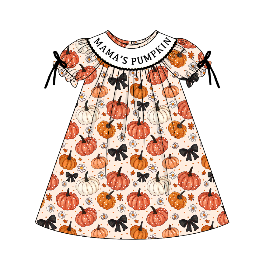 6.27 Letter Pumpkin Short Sleeve Dress