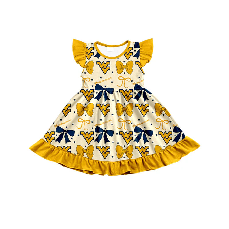 7.1Preorder (moq 5)Baby Girls Mountaineers Flutter Sleeve Knee Length Dresses