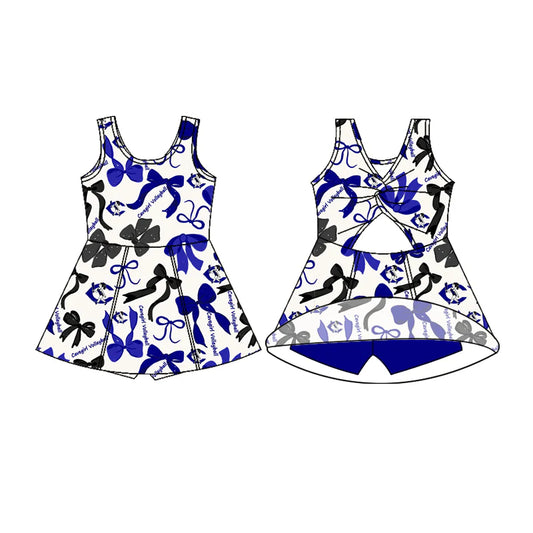 6.27Preorder (moq 5)Baby Girls Gavegirls Sleeveless Bows Shorts Team Knee Length Dresses