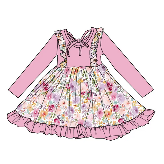 6.12 Purple floral long-sleeved dress