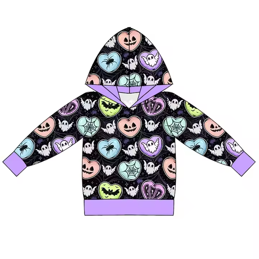 6.25 Hooded Halloween Heart Long Sleeve Top