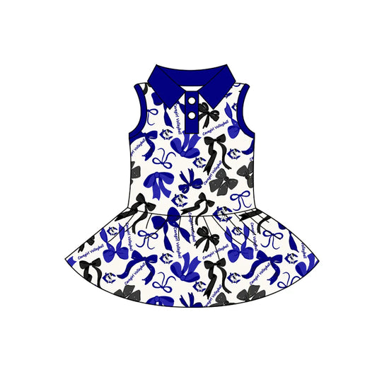6.27Preorder (moq 5)Baby Girls Gavegirls Sleeveless Bows Button Team Knee Length Dresses