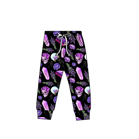 8.9Preorder(moq 5) Baby Kids Halloween Purple Ghost Skull Jogger Pants