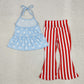 GSPO1974 National Day star blue suspenders red striped trousers suit
