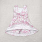 4.28 GSD2199 White yoga sleeveless dress with pink bow pattern and floral pattern
