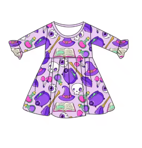 6.9 Halloween purple long-sleeved dress