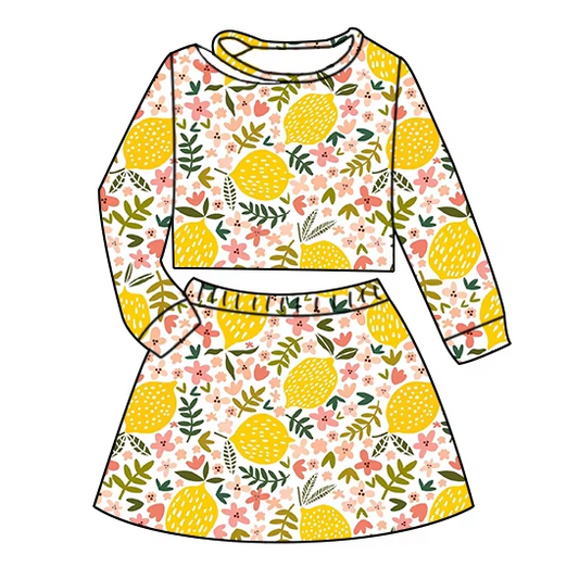 6.19 Lemon long-sleeved skirt and pants suit
