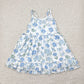 4.24  GSD2377 Beige sleeveless dress with blue flower and bow pattern