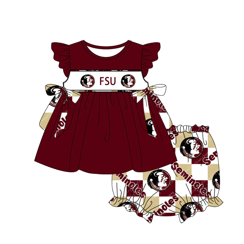 7.21Preorder (moq 5)Baby Girls Seminoles FSU Top bummie Team Sets
