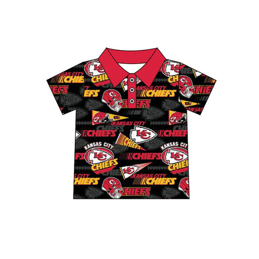 7.30Preorder(moq 5)Baby Boys Chiefs KC Team Short Sleeve Tee Pullovers Polo Shirts Tops