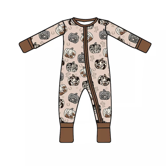 6.16 Halloween Brown Pumpkin Long Sleeve Toddler Clothes