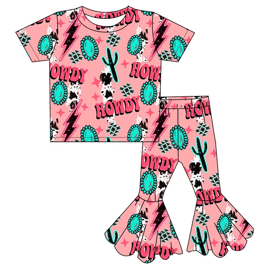 6.25 Western cow short sleeve trousers suit