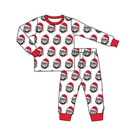 8.13Baby Kids Bulldogs Team Christmas Top Pants Lounge Wear Pajamas Sets
