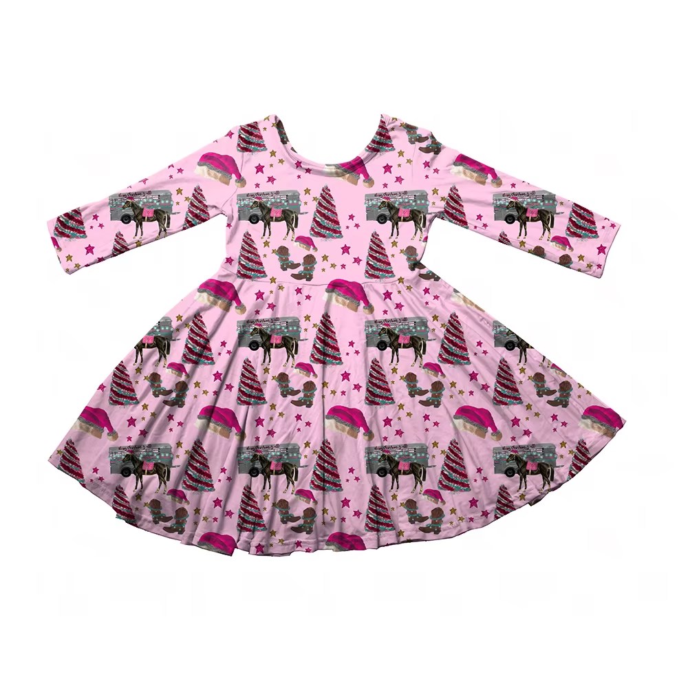 6.19 Christmas tree pink long-sleeved dress