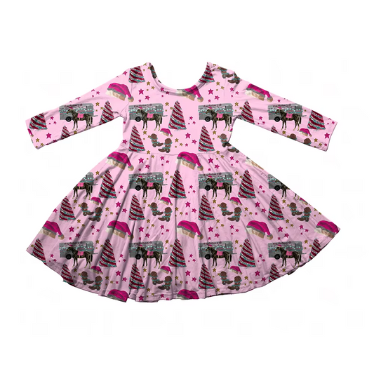 6.19 Christmas tree pink long-sleeved dress